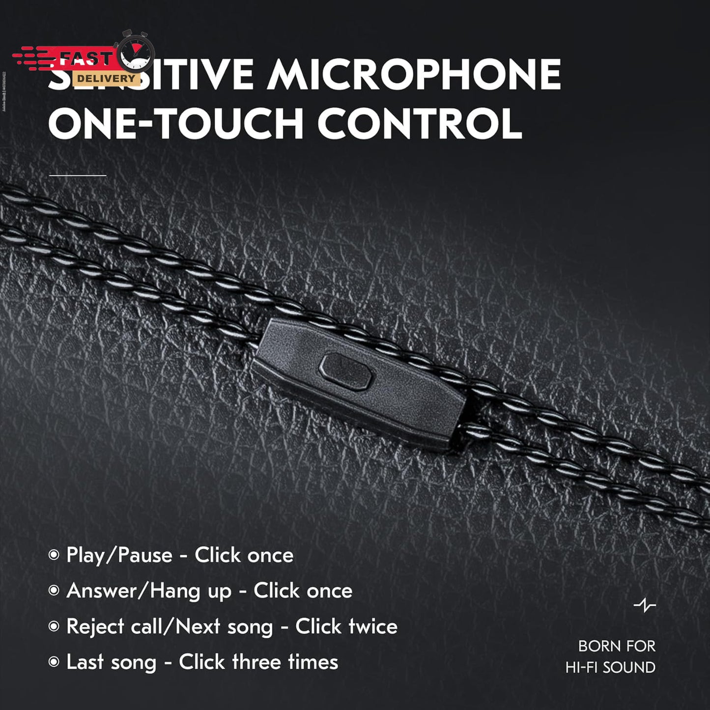 KZ ZS10 PRO Cable with Mic featuring braided cable and inline one-touch control button for audio and call functions
