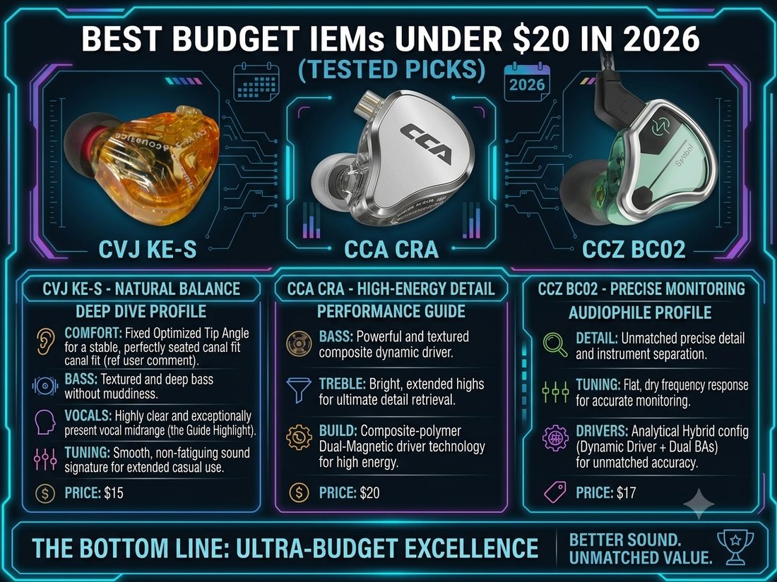 Best Budget IEMs Under $20 in 2026 (Tested Picks)