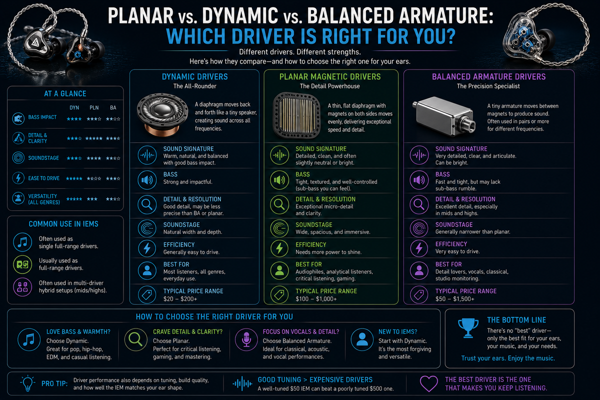 Planar vs. Dynamic vs. Balanced Armature: Which Driver Is Right for You?