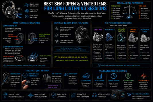 Information diagram about the best Semi-Open & Vented IEMs for Long Listening Sessions