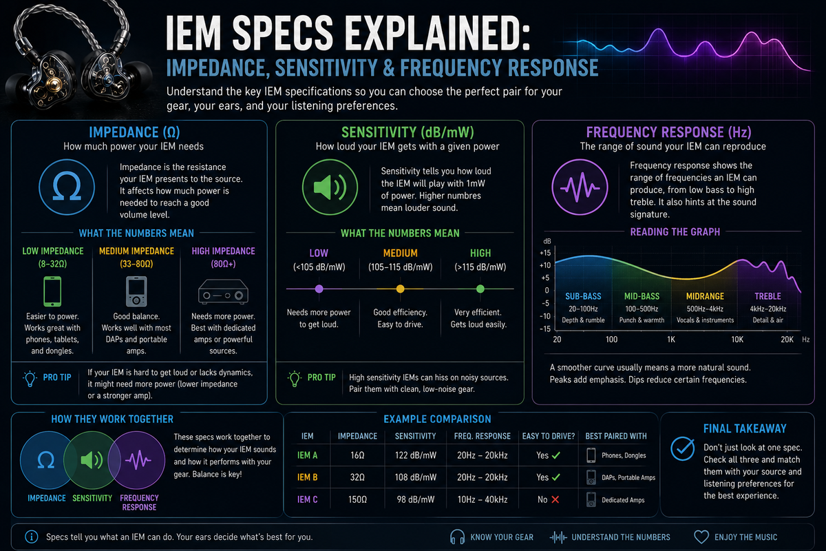 IEM Specs Explained: Impedance, Sensitivity & Frequency Response