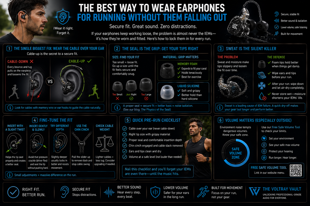 A informational diagram about running with headphones on 