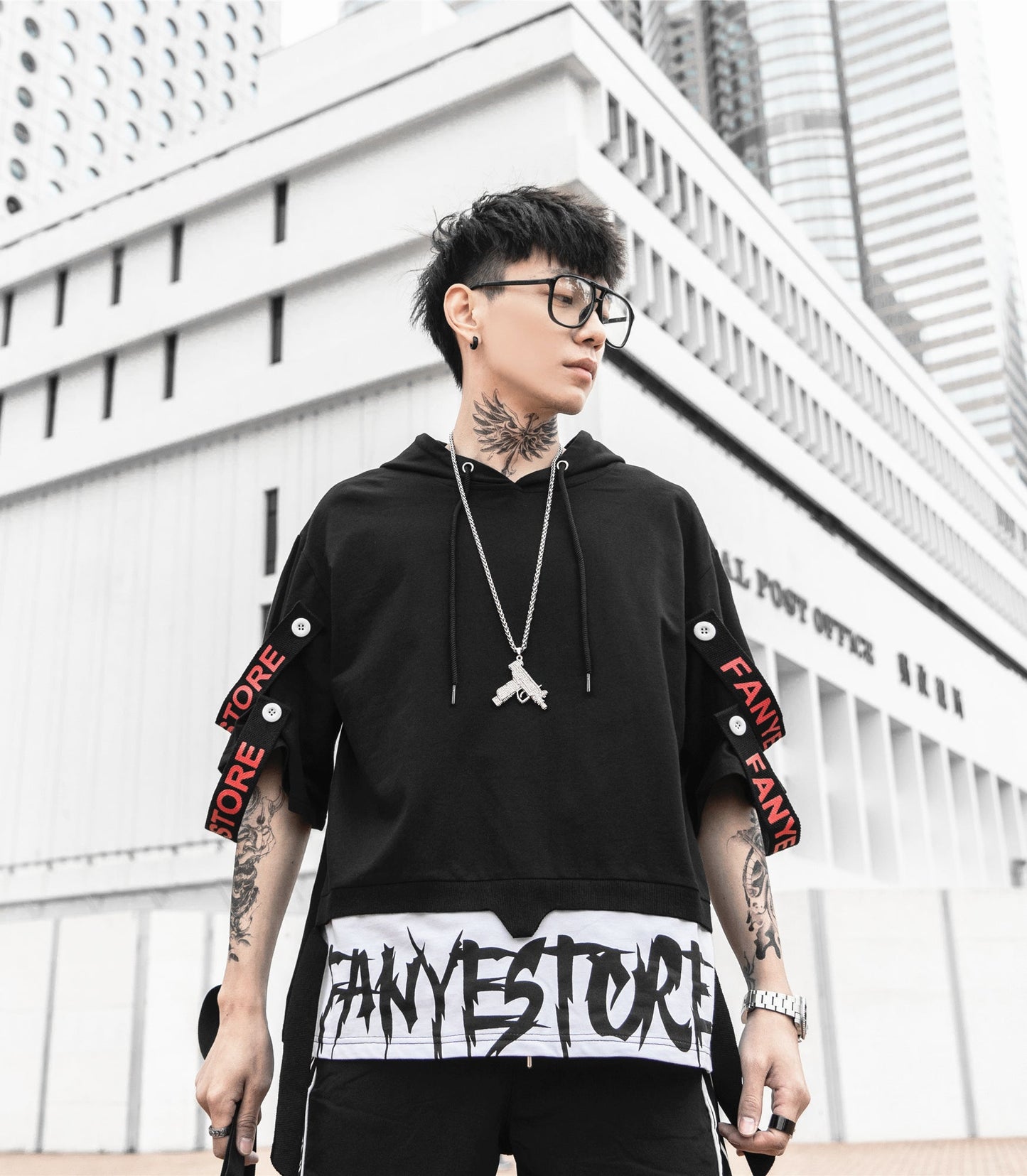 Black Solo Movement Short Sleeves Hoodie