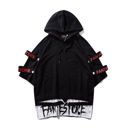Black Solo Movement Short Sleeves Hoodie