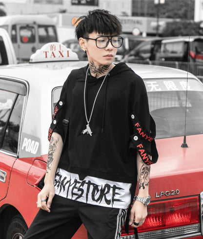 Black Solo Movement Short Sleeves Hoodie