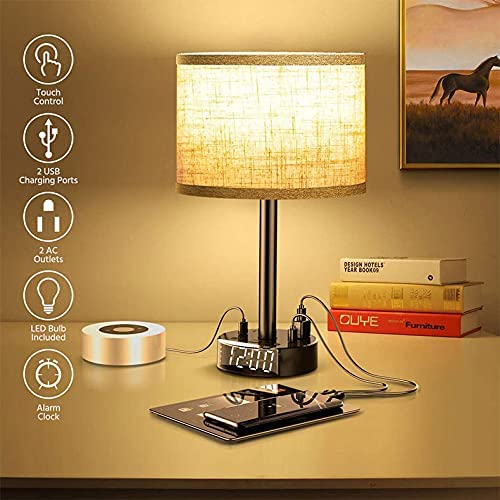 DC-THE CEO Bedside Table Lamp with Dual Alarm & USB Charging