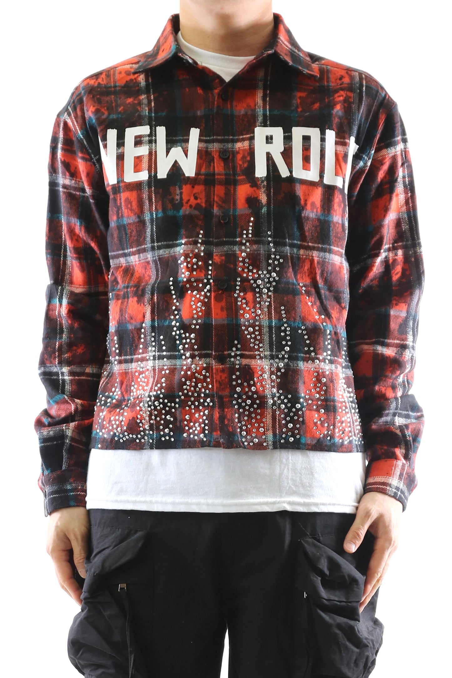 VERIN Heavy Flannel Crop Top Button Down Shirt