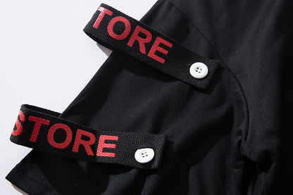 Black Solo Movement Short Sleeves Hoodie