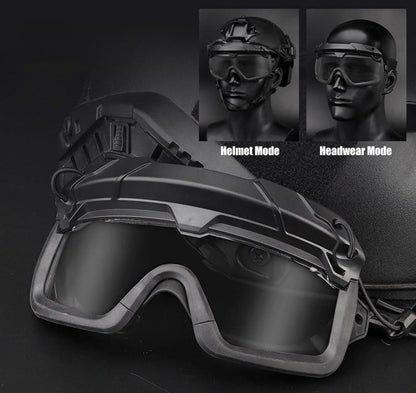 Tactical Helmet Goggles with Arc Rail Attachments