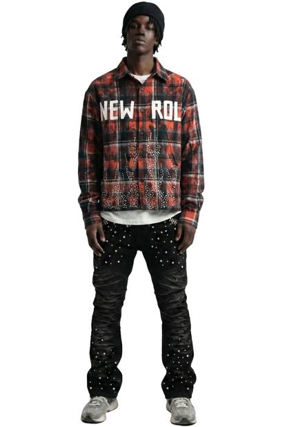 VERIN Heavy Flannel Crop Top Button Down Shirt