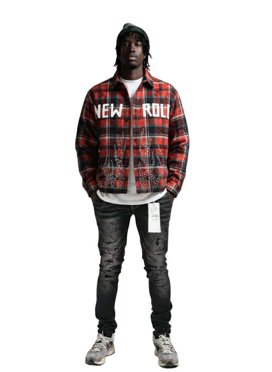 VERIN Heavy Flannel Crop Top Button Down Shirt