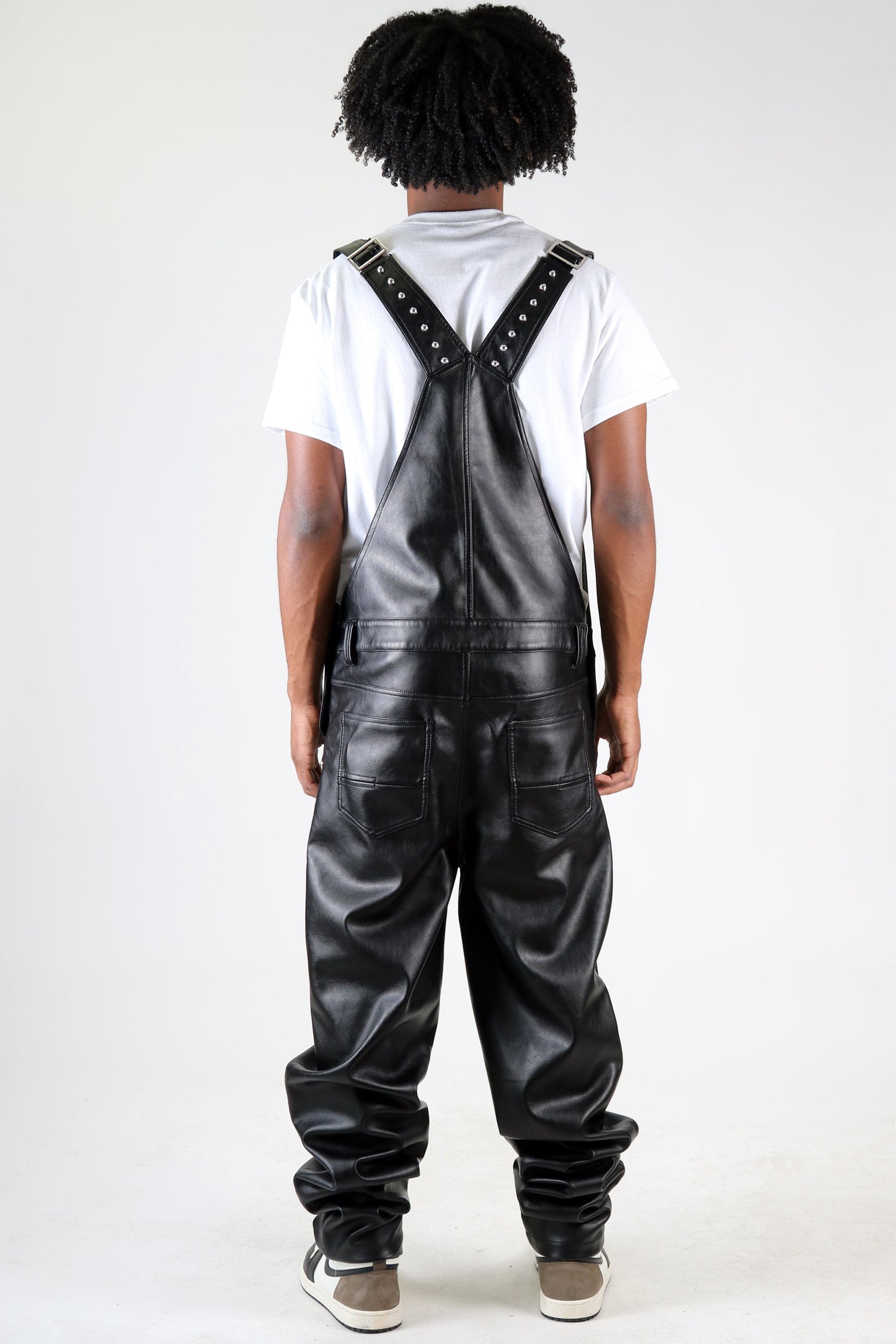 DRAKON Fine Faux Leather Overall Pants