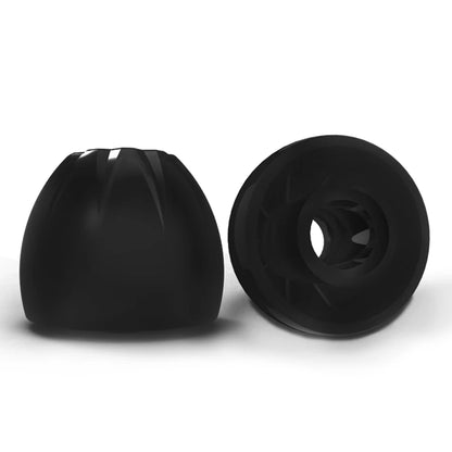Black KZ Memory Foam Eartips from THE VOLTRAY VAULT, featuring a contoured design for comfort and sound isolation.