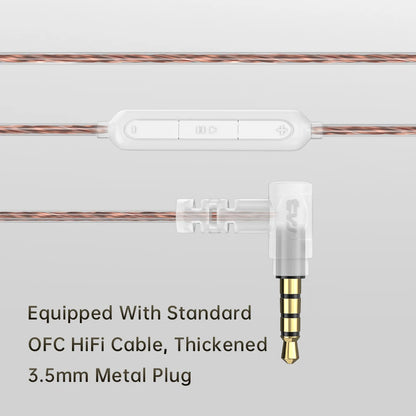 THE VOLTRAY VAULT CVJ KE S features a thickened OFC HiFi cable with a 3.5mm metal plug and in-line control buttons.