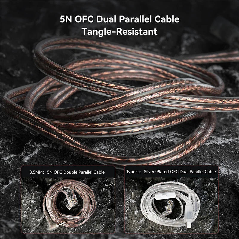 5N OFC Dual Parallel Cable by THE VOLTRAY VAULT, featuring tangle-resistant design and Type-C connector.