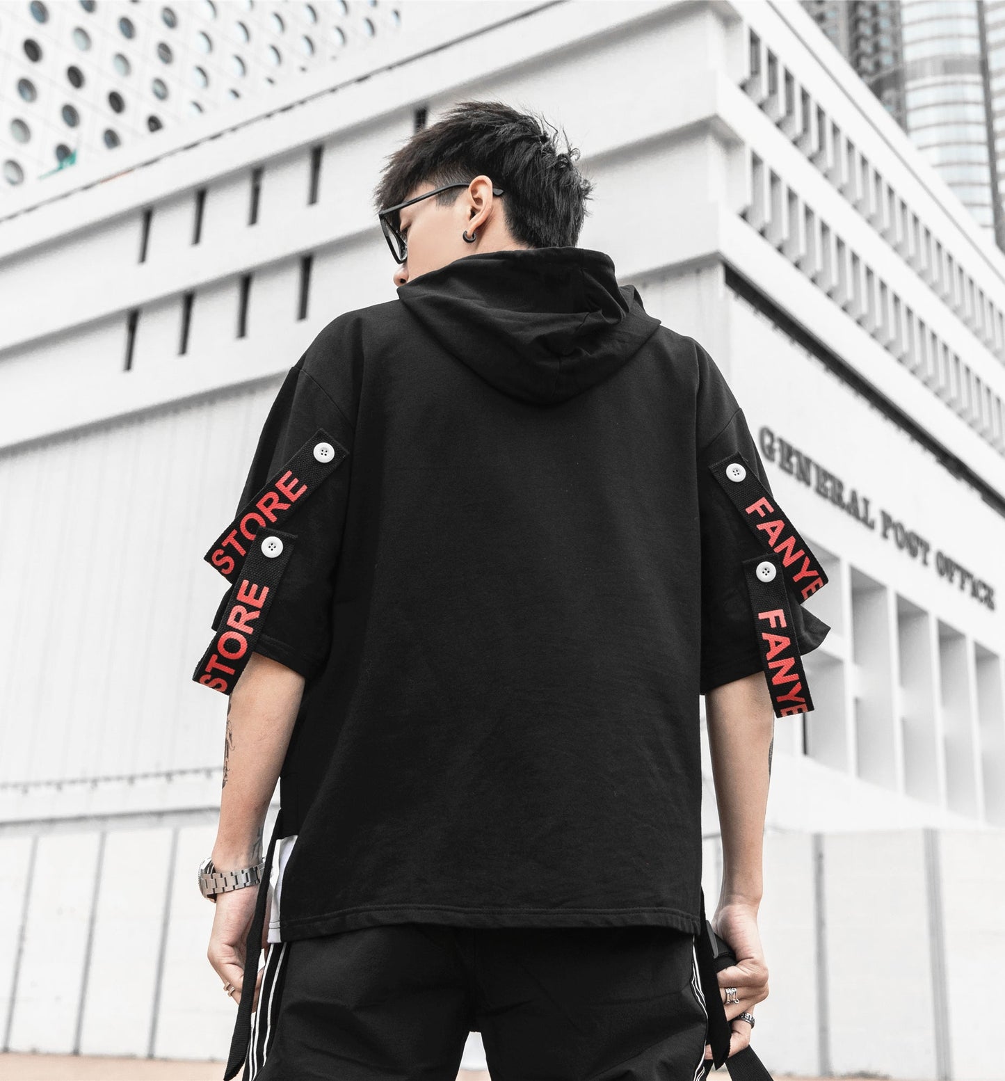 Black Solo Movement Short Sleeves Hoodie