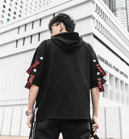 Black Solo Movement Short Sleeves Hoodie