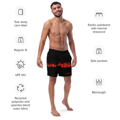 Forest Red Line Men's Swim Trunks