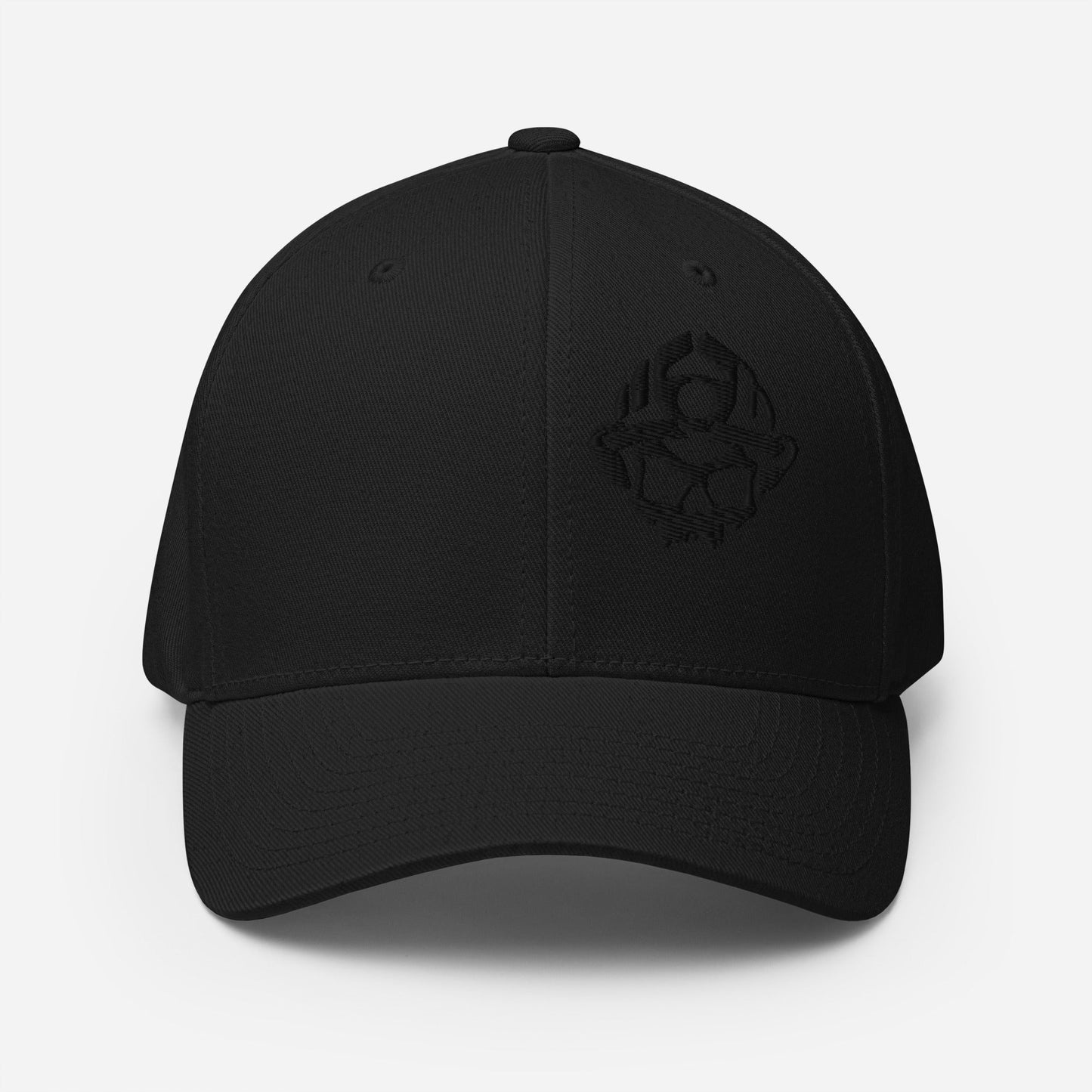 Black 3D Puff Skull Logo Flexfit Hat