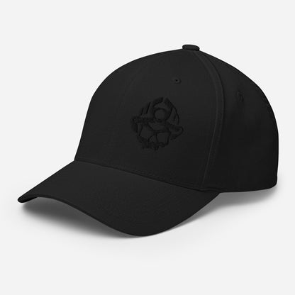 Black 3D Puff Skull Logo Flexfit Hat