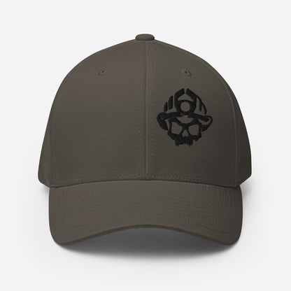 Black 3D Puff Skull Logo Flexfit Hat