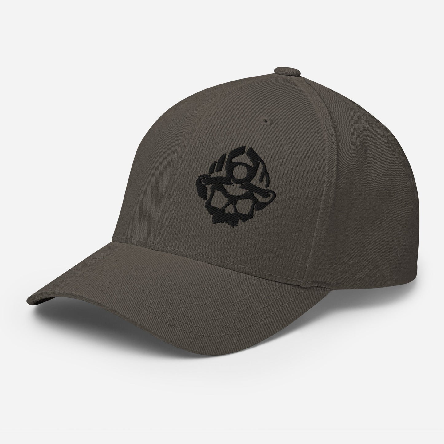 Black 3D Puff Skull Logo Flexfit Hat