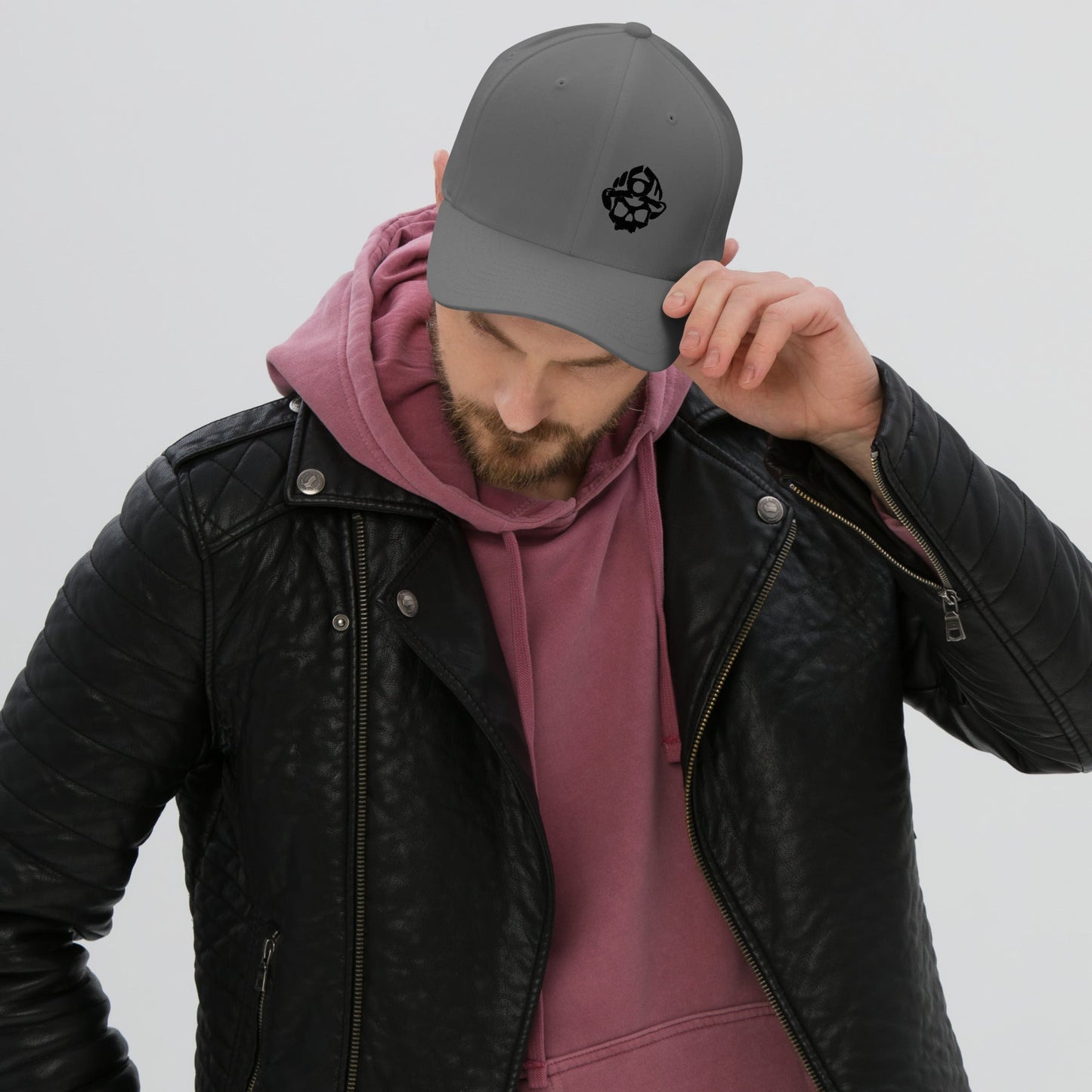 Black 3D Puff Skull Logo Flexfit Hat