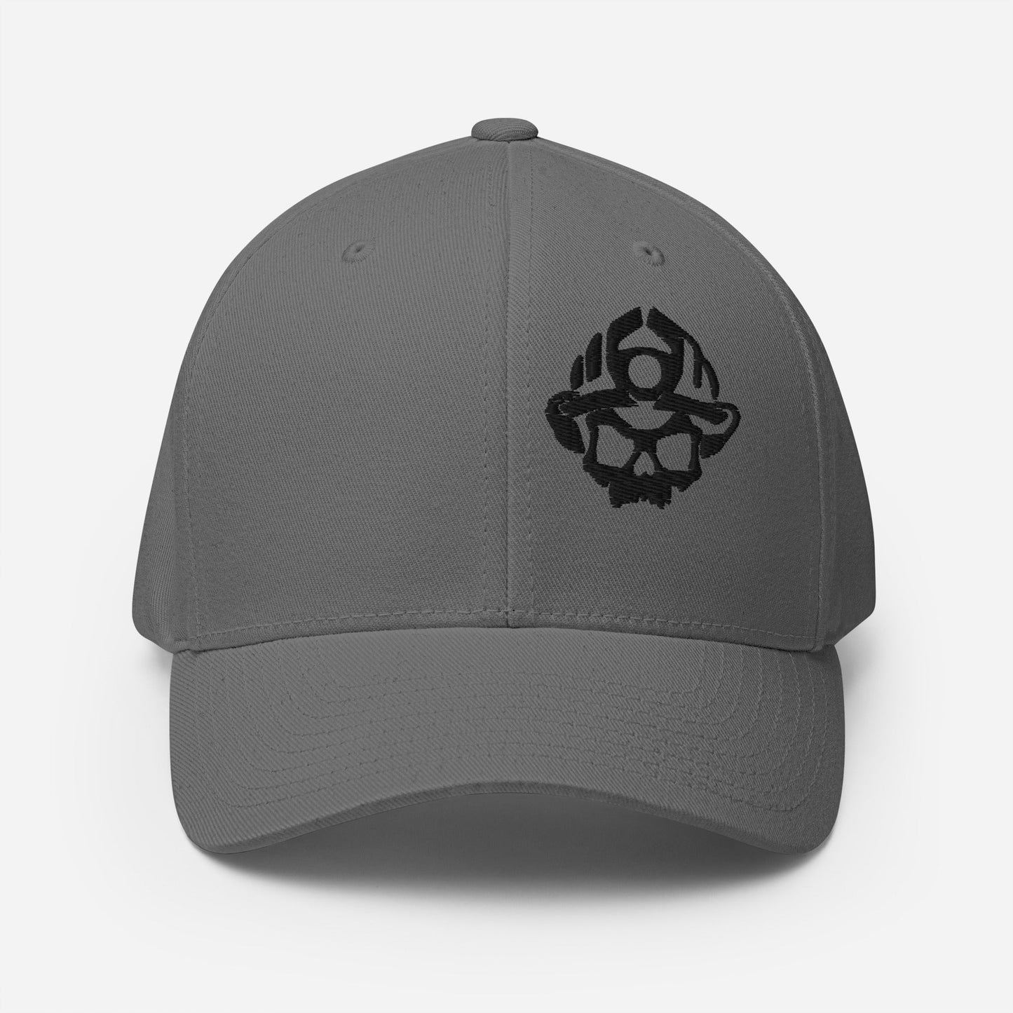Black 3D Puff Skull Logo Flexfit Hat