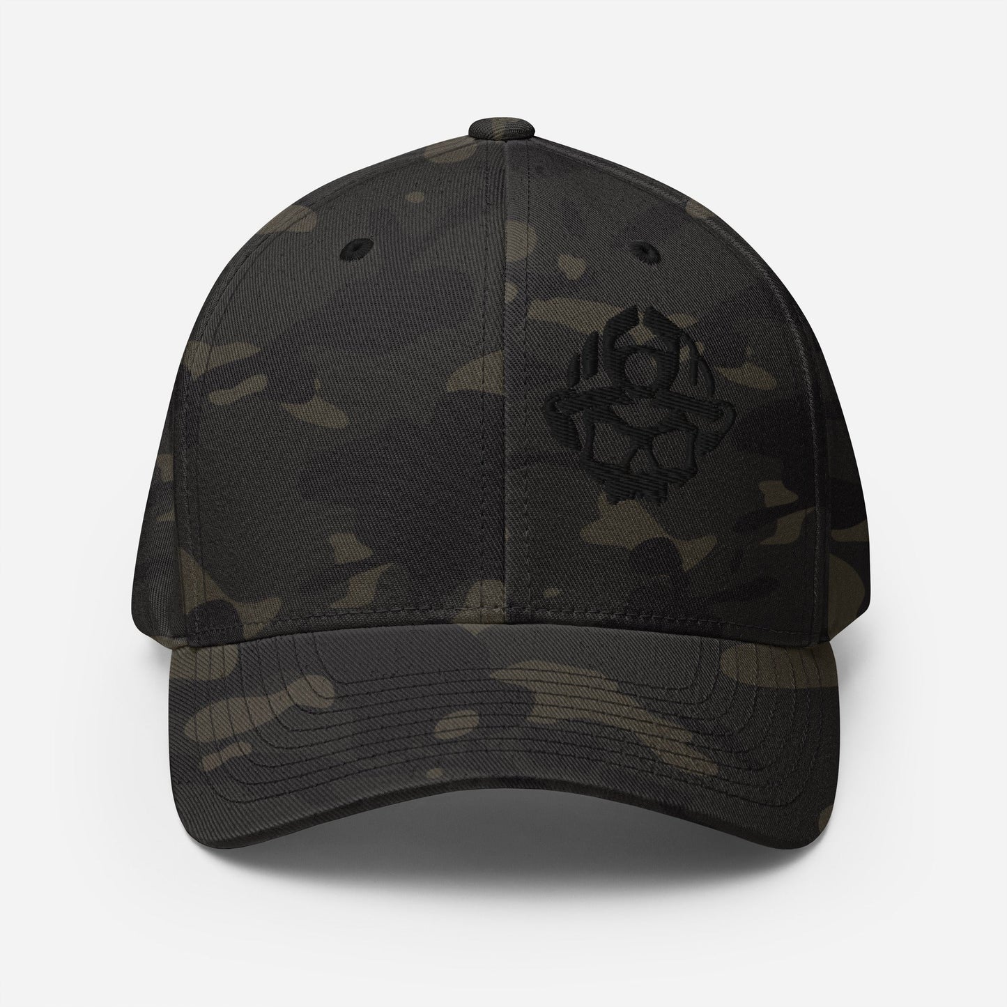 Black 3D Puff Skull Logo Flexfit Hat