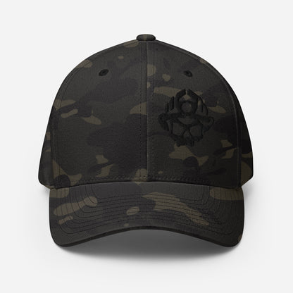Black 3D Puff Skull Logo Flexfit Hat