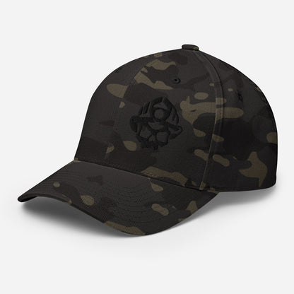 Black 3D Puff Skull Logo Flexfit Hat
