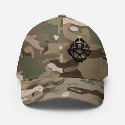 Black 3D Puff Skull Logo Flexfit Hat