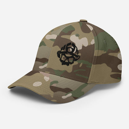 Black 3D Puff Skull Logo Flexfit Hat