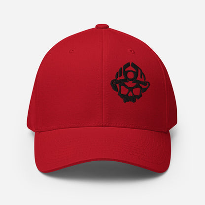 Black 3D Puff Skull Logo Flexfit Hat