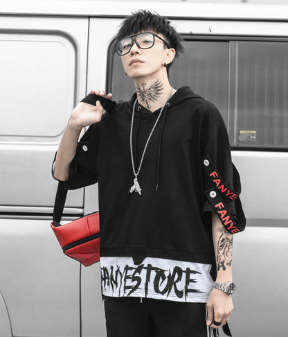 Black Solo Movement Short Sleeves Hoodie