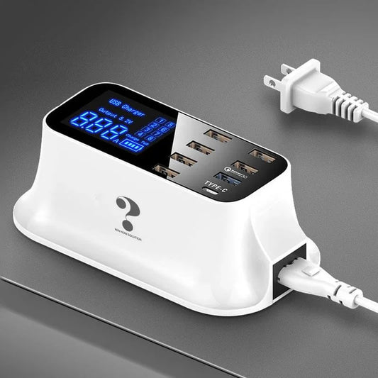 DC-THE CEO Multi-Port USB Charger Station - 8 Ports, Smart LCD Display