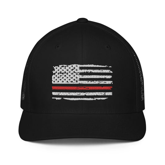 Thin Red Line USA Flag Mesh Back Trucker Hat