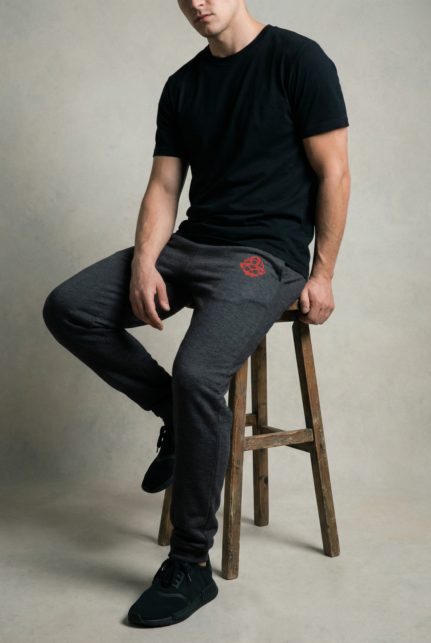 Red Skull Logo Embroidered Joggers