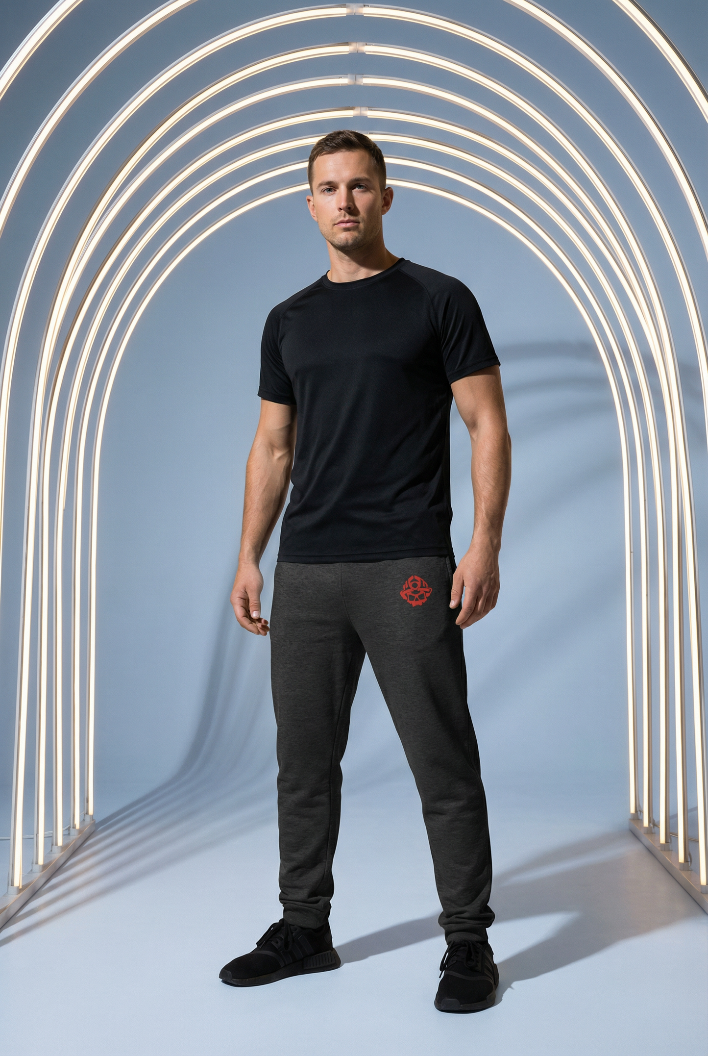 Red Skull Logo Embroidered Joggers