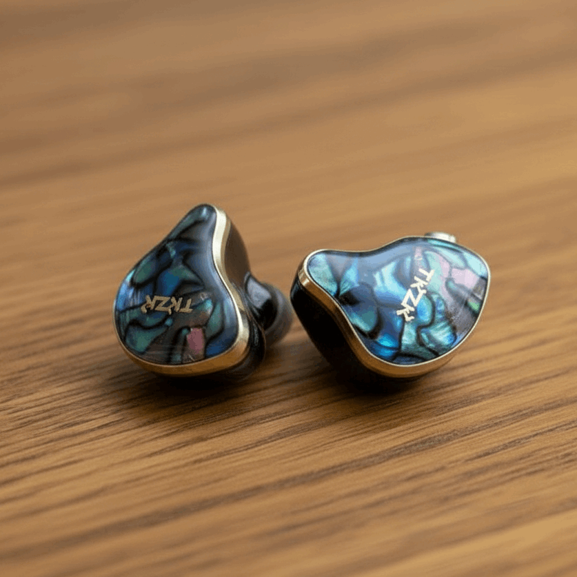 TKZK TK02 wired in-ear monitor earphone with resin shell in black, purple, or white