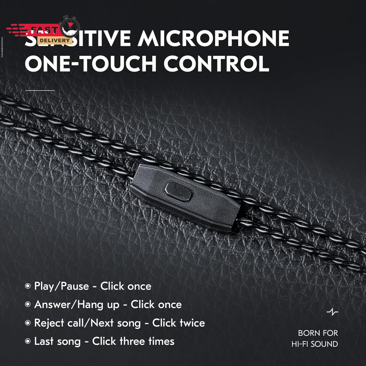 KZ ZS10 PRO Cable with Mic featuring braided cable and inline one-touch control button for audio and call functions