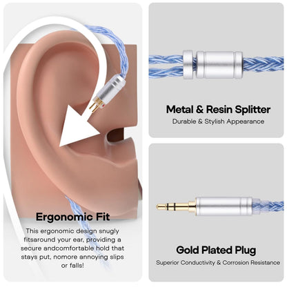 Linsoul Tripowin Zonie Cable features ergonomic design for a secure fit, metal and resin splitter, and a gold-plated plug.