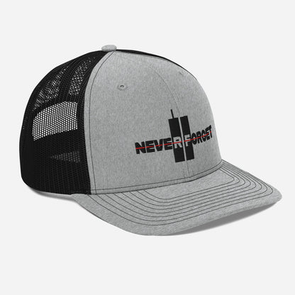 Never Forget 9/11 Thin Red Line Trucker Hat